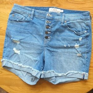 Distressed Blue Denim Shorts